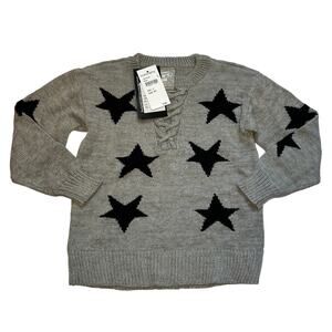 NWT Flowers by Zoe Girls Gray Star-Patterned Sweater - Size 4Y